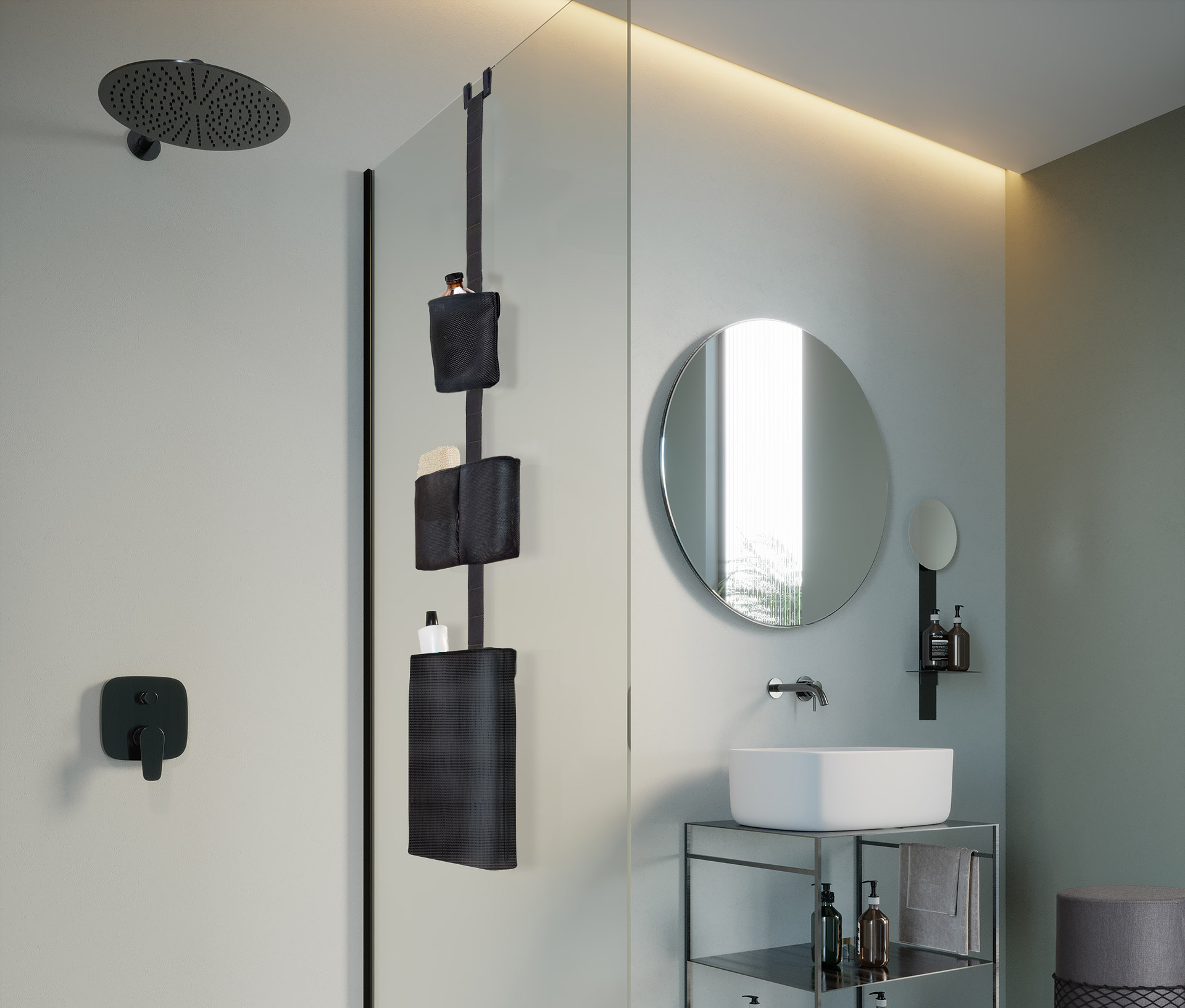 Porta oggetti di design a ventosa per la doccia - Tape Shower